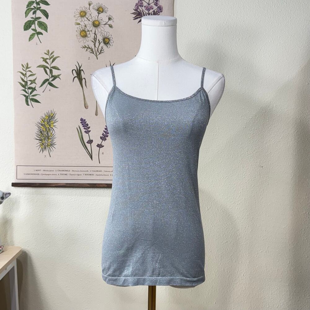 Y2k Silver Metallic Cami Top Rave Trashy McBling Party Rockstar Girlfriend M